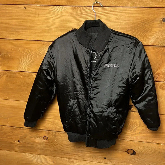 Harley-Davidson Reversible Ride It Live It Bomber Jacket Pocket Zip Black PTP 20 - Picture 8 of 13